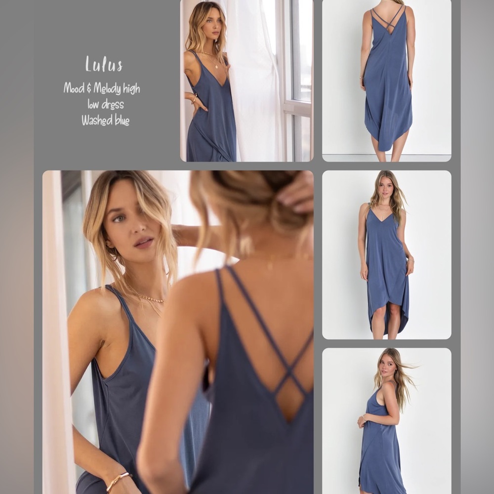 Lulus Mood & Melody Washed Blue high-low dress XS